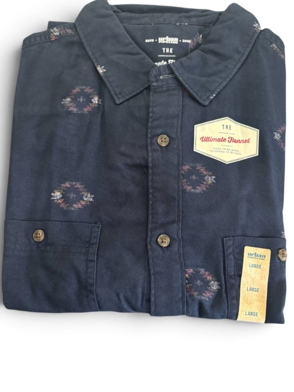 Urban Pipeline The Ultimate Flannel Men’s Navy Blue Southwestern Print Shirt